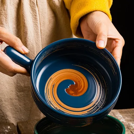 Internet Celebrity Matte Single Handle Round Bowl