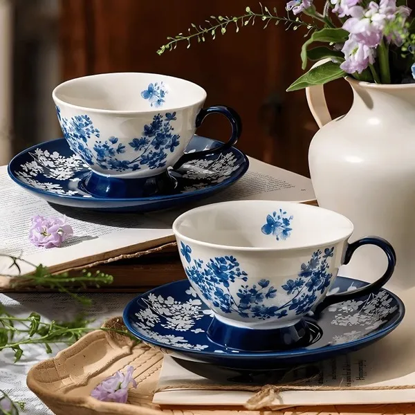 1 Pcs Vintage-blue cups and saucers