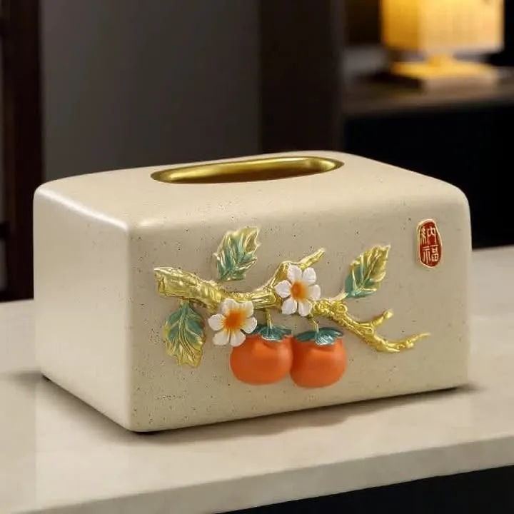 Tissue box embosed flower square