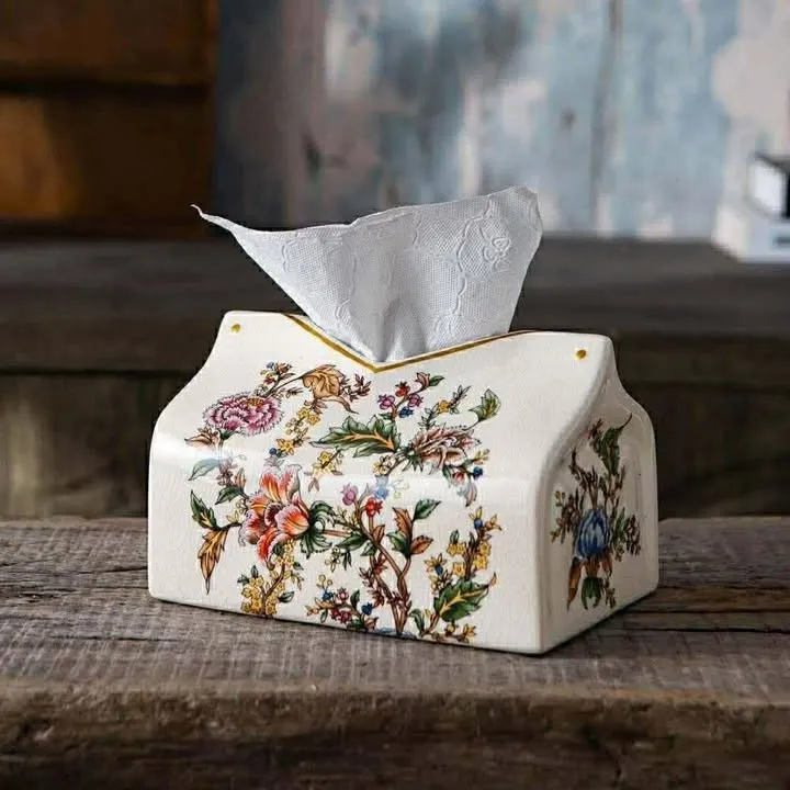 Square tissue holder flower printed