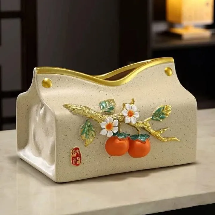 Tissue holder square embosed flower