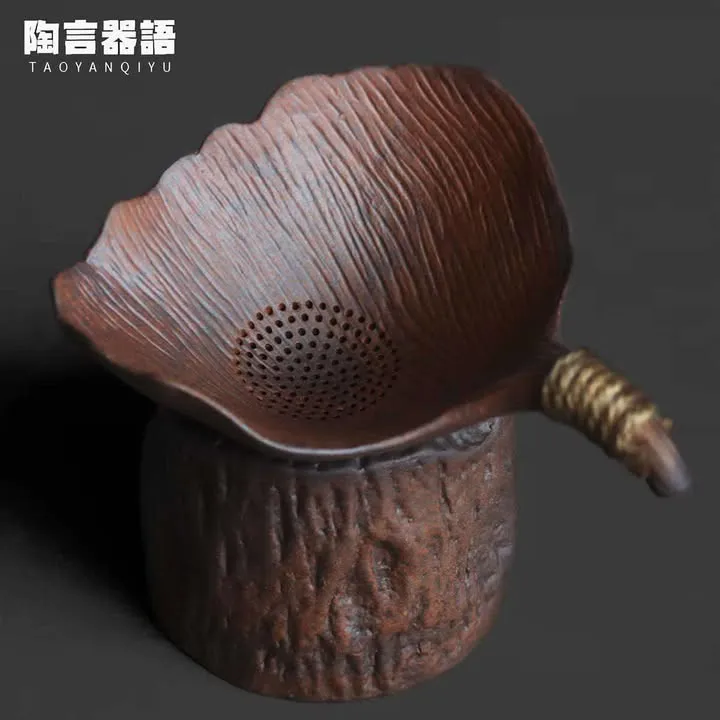 Old rock mud tree stump ginkgo leaf tea filter set