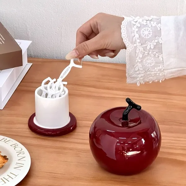 Dark red apple toothpic holder