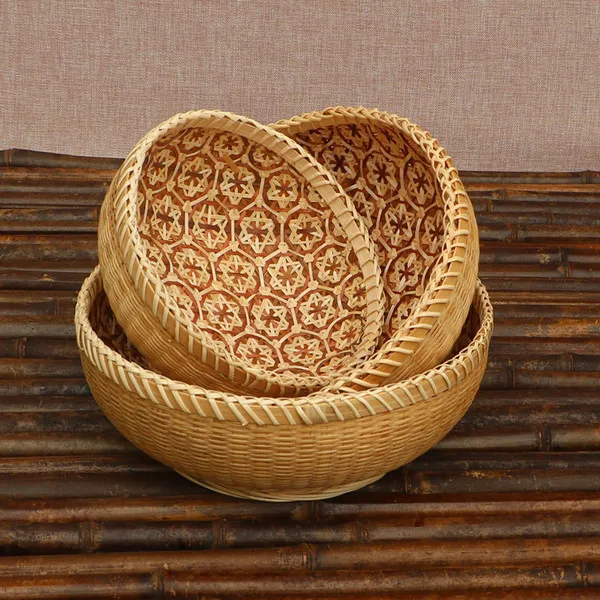 3 Pcs Vietnamese Bamboo Storage Basket