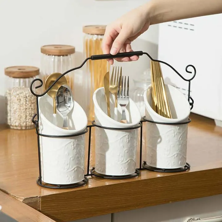 Spoon holder with three cup