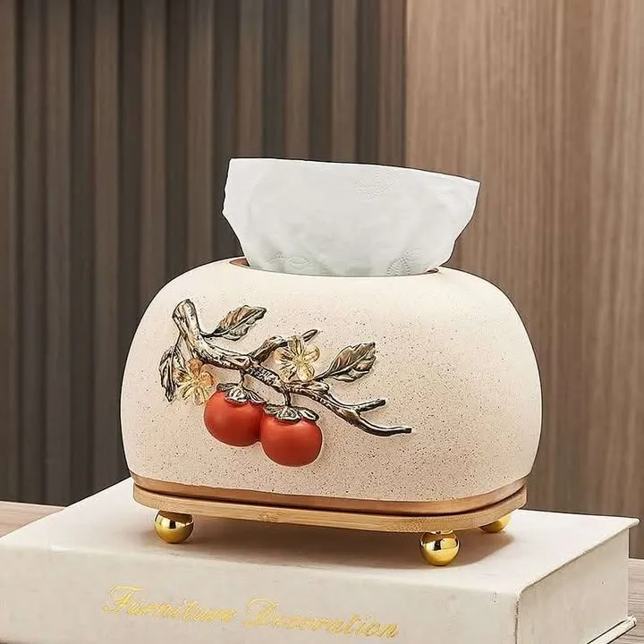 Tissue box embosed flower round