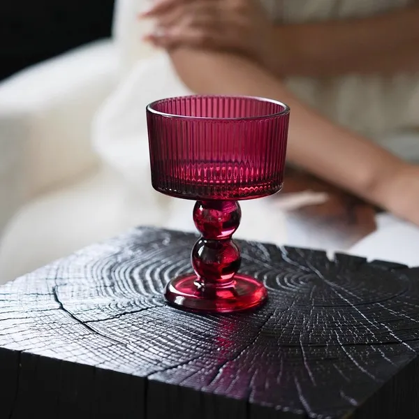 Medieval goblet-striped rose red