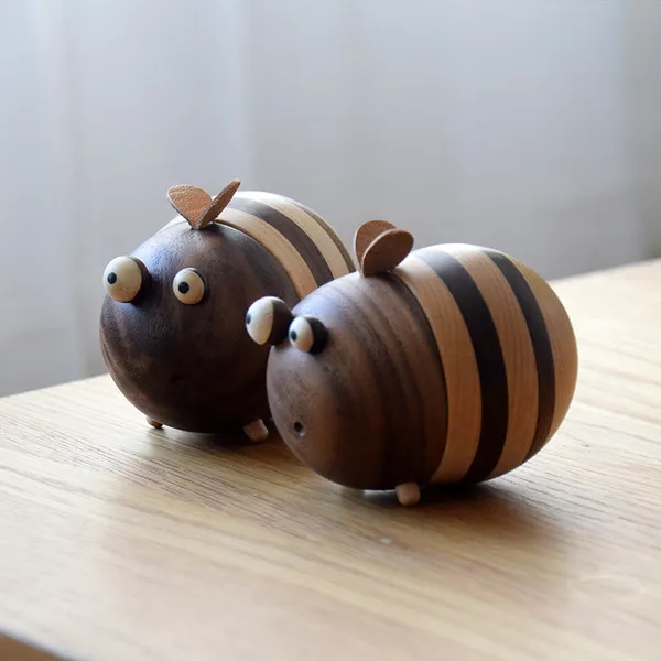 Bee Toothpick Box Home Desktop Solid Wooden Toothpick Tube Creative Cute Cute Decoration Pot Gift