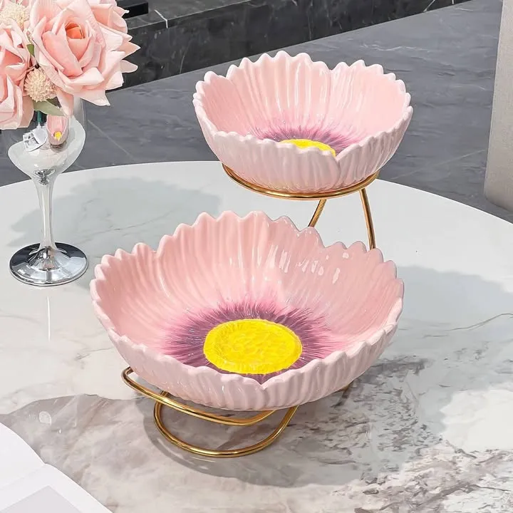2 part pink colour fruits bowl