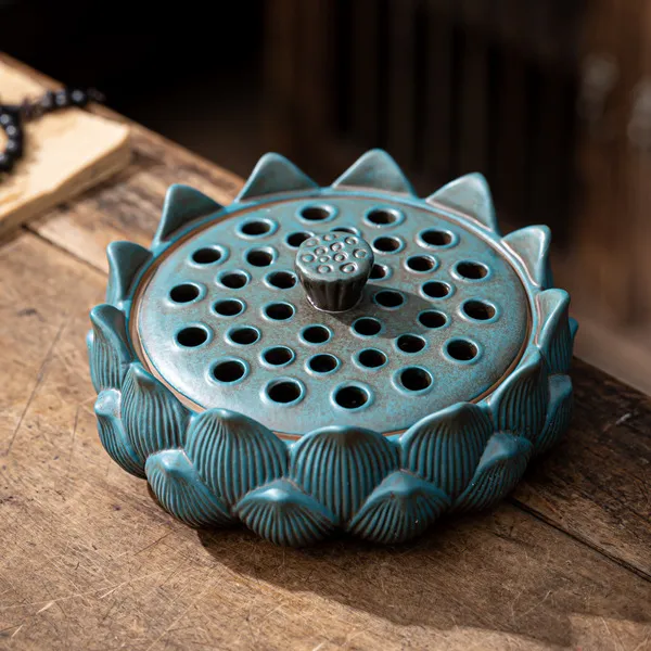 Kiln Blue Lotus heart large incense burner