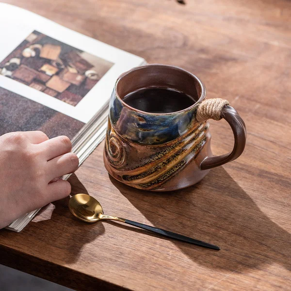Wave pattern coffee cup 300ml-brown
