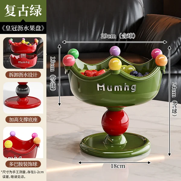 [retro green] crown drained fruit plate