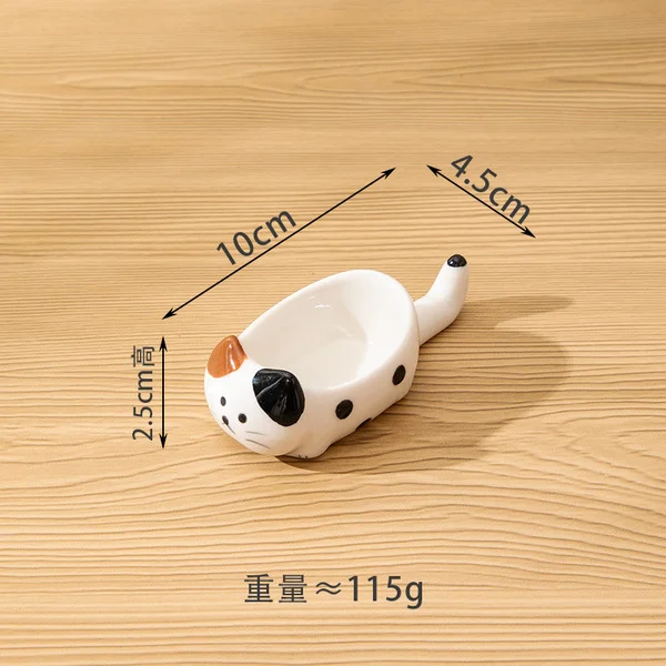 Short calico cat dish